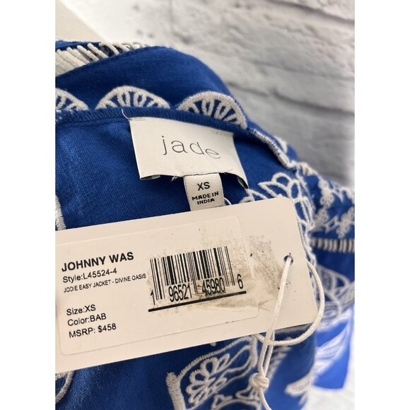 JOHNNY WAS JADE Women's Blue Divine Oasis Jodie Easy Eyelet Jacket NWT XS - Picture 7 of 8